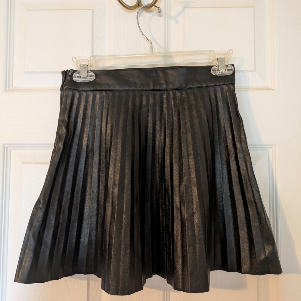 Lulu's Better Luck Next Time Black Vegan Pleated Mini Skirt